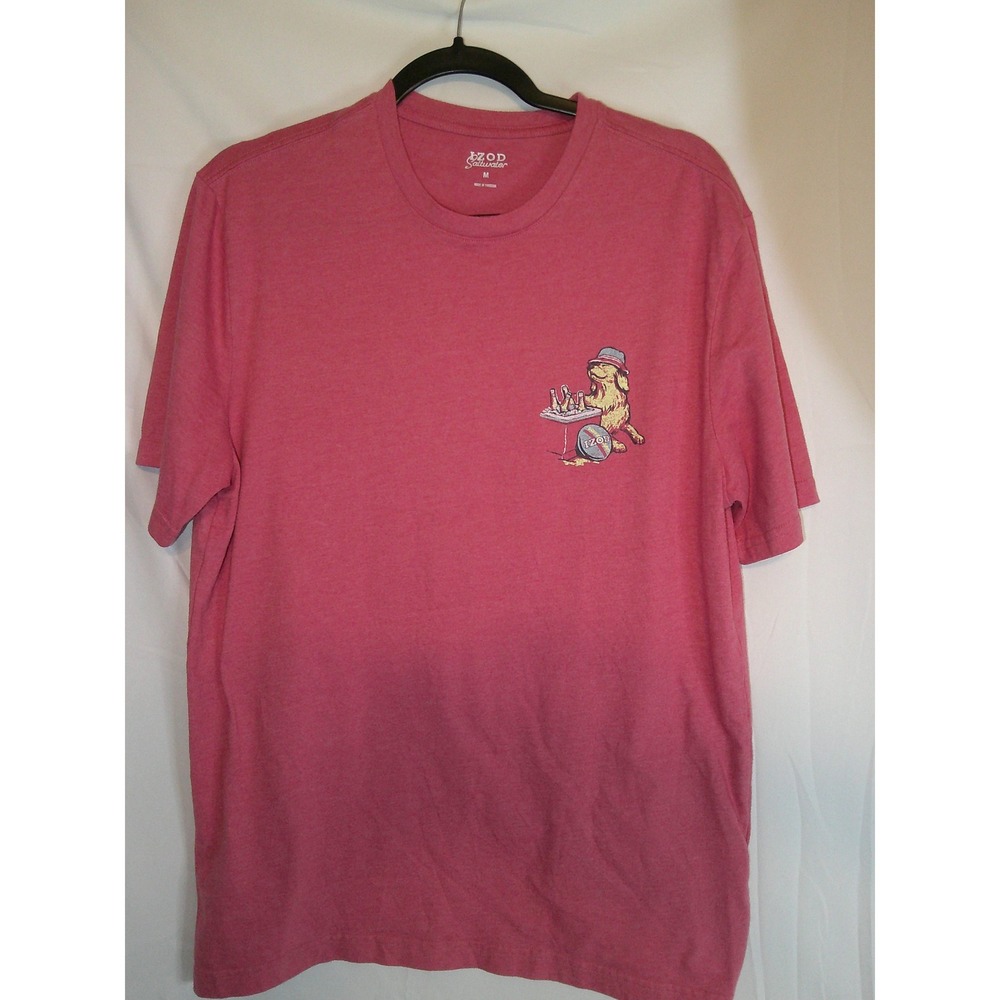 IZOD Saltwater Pink Dog Graphic T-Shirt Men's Medium‎